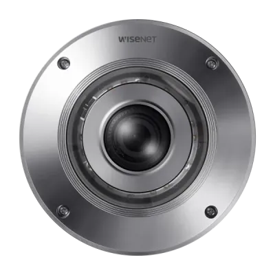 Hanwha - XNF-9010RS - Stainless steel Fisheye, powered by WN7, 1/2.3" 12MP CMOS, Max resolution 3008x3008 @ 30FPS, 1.08mm fixed focal lends, Stereo graphic type lens, enhanced resolution for the peripheral regions, H.265, H.264, MJPEG codec supported