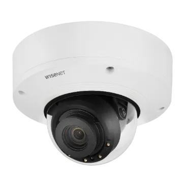 Hanwha - XNV-8081R - Wisenet X series Plus powered by Wisenet 5 IR network outdoor vandal dome camera, modular structure, 5MP @ 30fps, motorized vari-focal lens 2.6x (3.6~9.4mm) (102.5°~38.7°), triple codec H.265/H.264/MJPEG with WiseStream II techno