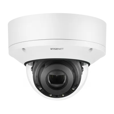 Hanwha - XNV-8081RE - Wisenet X powered by Wisenet 5 network IR outdoor vandal dome camera with PoE Extender, PoE+ in PoE out, 5MP @30fps, Motorized Varifocal Lens (3.9mm ~9.4mm), triple codec H.265/H.264/MJPEG with WiseStream II technology,WDR 120dB