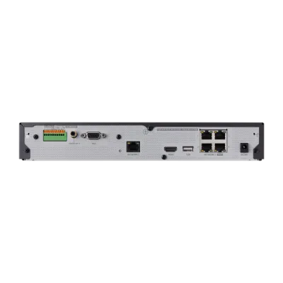Hanwha - XRN-420S-2TB - 4K NVR (Intel based) 2TB RAW, 4CH with 4 PoE/PoE+ ports (PoE Budget 50W), H265,H264, MJPEG, 1 fixed internal SATA HDDs (6TB max), ARB (Automatic Recovery Backup), 50 Mbps recording / up to 32 Mbps playback, Dual stream recordi