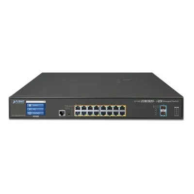 Planet - GS-5220-16UP2XVR - L3 16-Port 10/100/1000T 802.3bt PoE + 2-Port 10G SFP+ Managed Switch with LCD Touch Screen