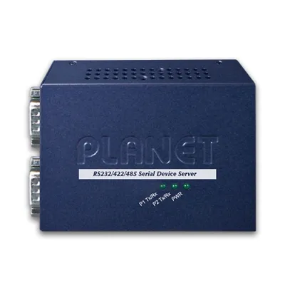 PLANET - ICS-120 - 2-Port RS232/422/485 Serial Device Server (1-Port 10/100BASE-TX, -10 to 60 C, Web, Telnet and SNMP management)