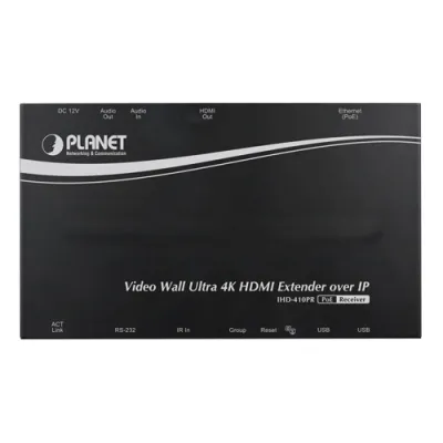 Planet - IHD-410PR - Video Wall Ultra 4K HDMI/USB Extender Receiver over IP with PoE - Ultra High Definition Digital Signage