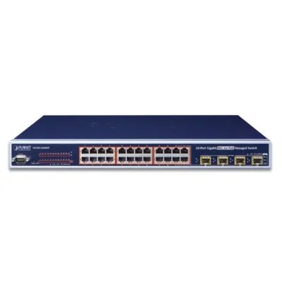 Planet - WGSW-24040HP - 24-Port 10/100/1000Mbps 802.3at PoE+ with 4 Shared SFP Managed Switch (220W)