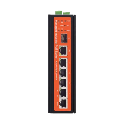 Wi-Tek - WI-PMS305GF-I - 4GE(PoE OUT)+1GE(PoE IN)+1SFP Fiber Uplink Managed Industrial PoE Switch with 4Port PoE Output and 1PoE 802.3BT 60W Input(Up-link)