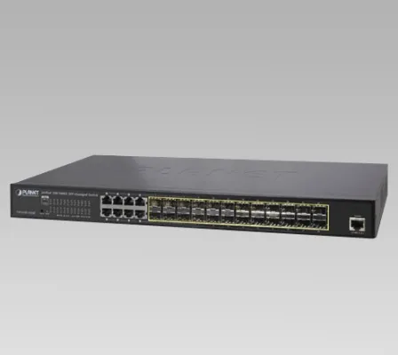 Planet - GS-5220-16S8C - L2+/L4 24-Port 100/1000X SFP with 8 Shared TP Managed Switches, with Hardware Layer3 IPv4/IPv6 Static Routing