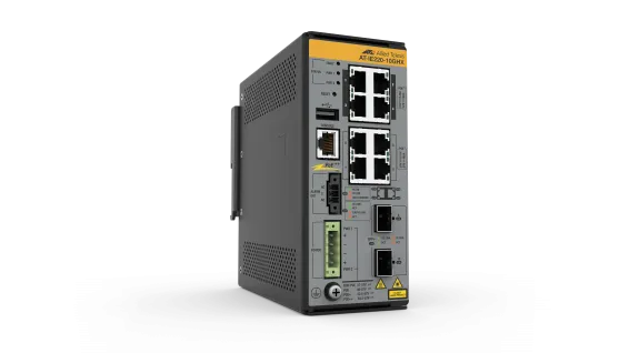 Hanwha - AT-IE220-10GHX-K90 - AT Industrial rugged switch with 8 x Gigabit Ethernet, PoE++ and optional 2x 10G (SFP+). 240W total PoE budget *Power supply sold separately (NDAA and TAA compliant)