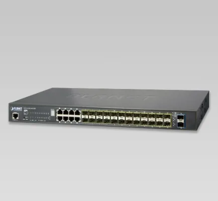 Planet - SGS-5220-24S2XR - L2+ 24-Port 100/1000BASE-X SFP with 8-Port Shared TP + 2-Port 10G SFP+ Managed Stackable Switch