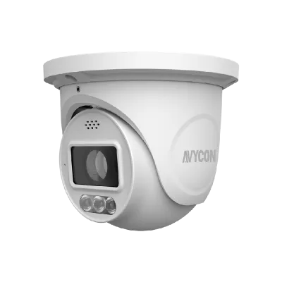 AVYCON - AVC-ENN41AVT-AI-SL - (NDAA) 4MP IP H.265 Smart Defender (Sounds & Light) IR Turret, 30fps@2592x1944, True D&N (ICR), True WDR, 2.8-12mm Motorized Autofocus Lens, 164ft Smart IRs, 1 Audio In, MicroSD, DC12V, PoE Built-in, Line crossing detect