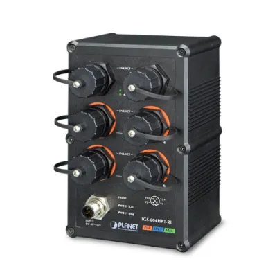 Planet - IGS-604HPT-RJ - Industrial IP67-rated 4-Port 10/100/1000T 802.3at PoE + 2-Port 10/100/1000T Managed Ethernet Switch (-40~75C)