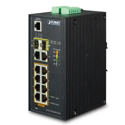 Planet - IGS-5225-8P2T2S - Industrial L2+ 8-Port 10/100/1000T 802.3at PoE + 2-Port 10/100/100T +2-Port 100/1G/2.5G SFP Managed Ethernet Switch