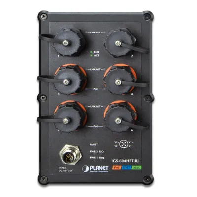 Planet - IGS-604HPT-RJ - Industrial IP67-rated 4-Port 10/100/1000T 802.3at PoE + 2-Port 10/100/1000T Managed Ethernet Switch (-40~75C)