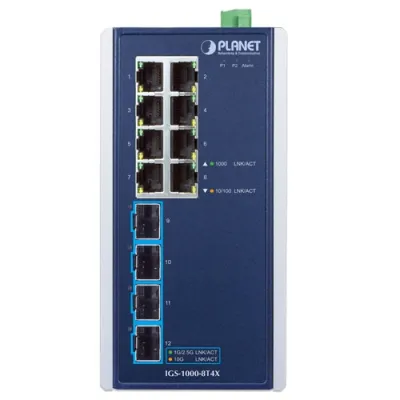 Planet - IGS-1000-8T4X - Industrial 8-Port 10/100/1000T + 4-Port 10G SFP+ Ethernet Switch