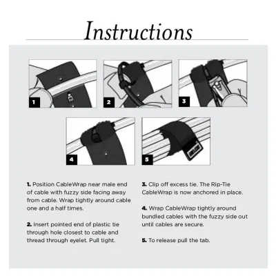 Rip-Tie - H-03-WO - One Inch Wide Original CableWrap with Write-On Pull Tab 1″ x 3