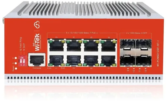 Wi-Tek - WI-PCMS312GF-BT-I V2 - Cloud L2+ Industrial PoE++ Switch
