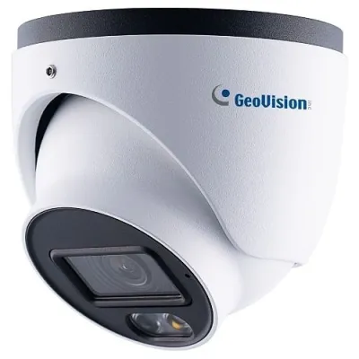 GeoVision - 84-GEBF482-2F10 - AI 4MP H.265 Super Low Lux WDR Pro Full Color Warm LED IR Eyeball Dome IP Camera, 2.8mm
