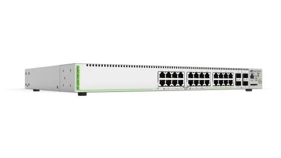 Hanwha - AT-GS970M/28PS-10 - AT 24 x Gigabit Ethernet managed switch, 4X SFP uplink ports, PoE+ 370W total PoE budget