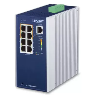 Planet - IGS-4215-4P4T - IP30 Industrial L2/L4 4-Port 10/100/1000T 802.3at PoE + 4-Port 10/100/1000T Managed Switch (-40~75 degrees C)