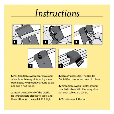 Rip-Tie - HE-06 - One Inch Wide CaEleWrap with Elastic Loop 1" x 6"