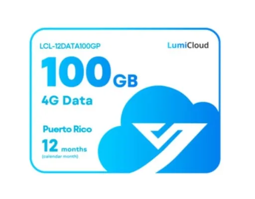 Luminys - LCL-12DATA100GP - LumiCloud 4G Data 100GB Puerto Rico: 12 month Data Plan