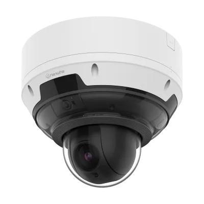 Hanwha - PNM-C19183RVTP - Wisenet P series network vandal outdoor Multi-Directional camera, 3CH x 5MP @ 30FPS and 4MP PTZ 18x Zoom, 3CH Fix Lens 2.4mm (FoV H: 123°, V: 91°), 120dB WDR; IR viewable length 15m(49ft), Analytics events based on AI engine