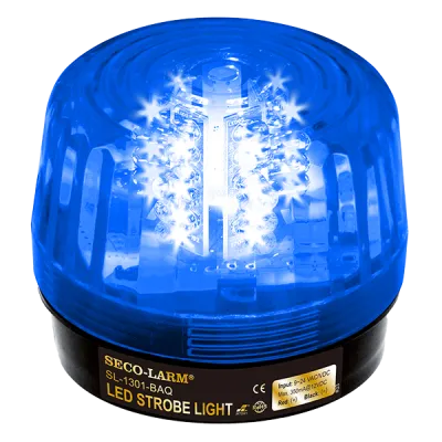 SECO-LARM - SL-1301-BAQ/B - LED Strobe Light – 32 LEDs, Adjustable Flash Speeds & Patterns, Blue