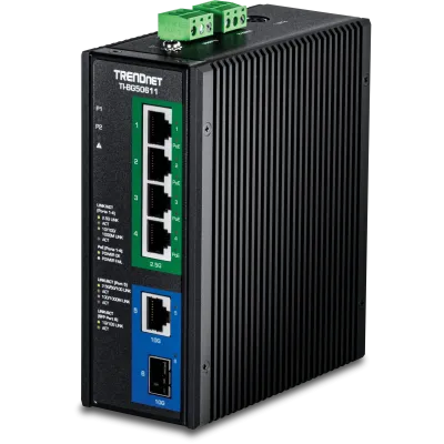 Trendnet - TI-BG50611 - 6-Port Industrial 2.5G PoE++ DIN-Rail Switch with 10G Ports