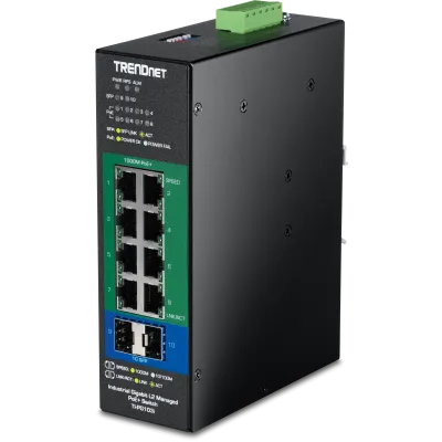 Trendnet - TI-PG103i - 10-Port Industrial Gigabit L2 Managed PoE+ DIN-Rail Switch 24 - 57V