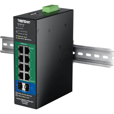 Trendnet - TI-PG103i - 10-Port Industrial Gigabit L2 Managed PoE+ DIN-Rail Switch 24 - 57V