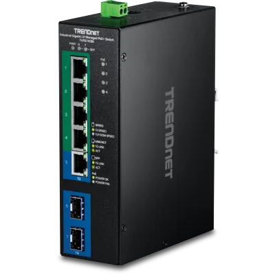 Trendnet - TI-PG743Bi - 7-Port Industrial Gigabit L2 Managed PoE+ DIN-Rail Switch 24 - 57V