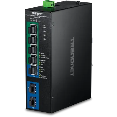 Trendnet - TI-PG743Bi - 7-Port Industrial Gigabit L2 Managed PoE+ DIN-Rail Switch 24 - 57V