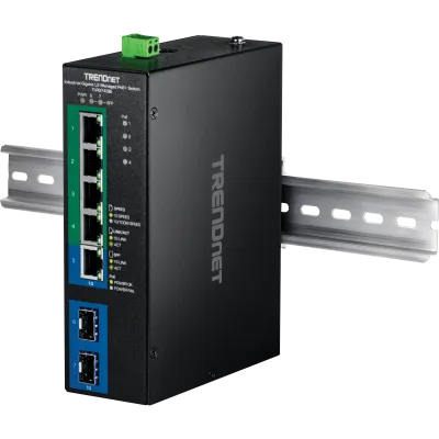 Trendnet - TI-PG743Bi - 7-Port Industrial Gigabit L2 Managed PoE+ DIN-Rail Switch 24 - 57V