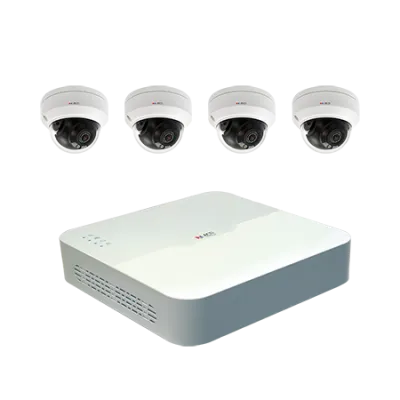 ACTI - ZNR-120P-K4 - 4-Channel 1-Bay 4-port PoE Mini Standalone NVR and 4 pcs Z94 2MP Outdoor Mini Dome