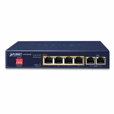 Planet - GSD-604HP - 4-Port 10/100/1000T 802.3at POE + 2-Port 10/100/1000T Desktop Switch