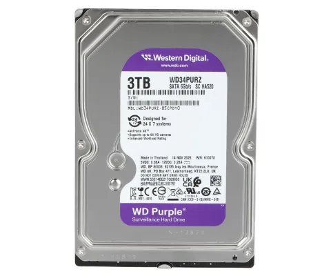 Vivotek - WD34PURZ - Western Digital Purple 3TB Surveillance HDD 3.5"