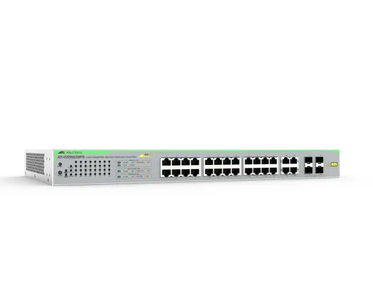 Hanwha - HV-IGS950/28PS-910 - 24 port Gigabit Websmart PoE+ switch, 4 x SFP uplink ports, 370W total power budget, no WAVE integration