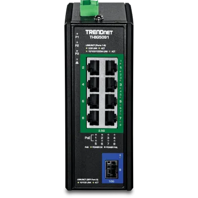 TrendNet - TI-BG5091 - 9-Port Industrial 2.5G DIN-Rail PoE++ Switch with 10G SFP+ Port