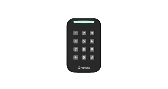 Hanwha - NOD-AX25S - Multi-technology single gang keypad reader, 13.56 MHz (NFC), 125 kHz (PROX), Bluetooth BLE 5.3, Auto-Detect for Wiegand or OSDP infrastructures, Remote firmware upgrade support for radio enable/disable and control sequencing, Sup