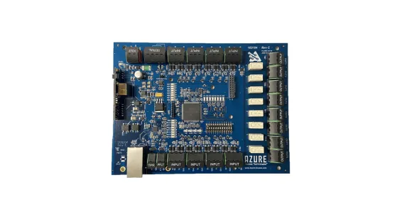 Hanwha - NOP-IO168S - Access control I/O expansion panel with (16) high-precision supervised inputs and (8) Form-C relay outputs for auxiliary device and zone control, equipped with advanced filtering to minimize false alarms. Secure serial communica