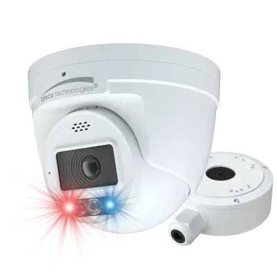 Speco - O4TDD2M - 4MP IP Turret Camera with AI, Audio, and Visual Deterrent, NDAA