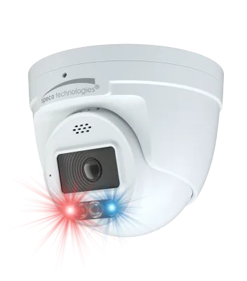 Speco - O4TDD2M - 4MP IP Turret Camera with AI, Audio, and Visual Deterrent, NDAA