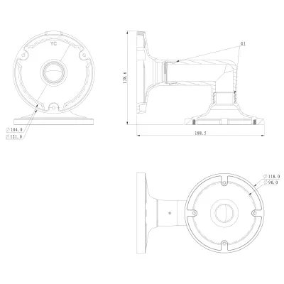 Speco - O5VLWM - Dome Wall Mount