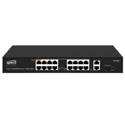 Speco - P16S182 - 16 Port 100Mbps & 2-Port Gigabit PoE Switch