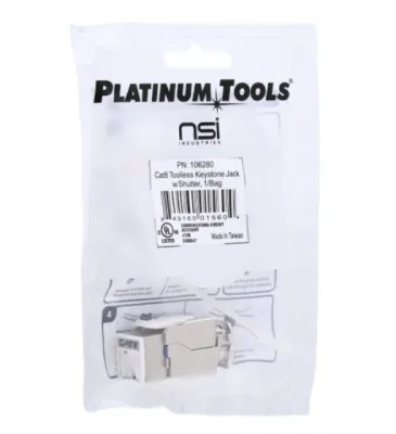 Platinum Tools - 106280 - Cat8 Shielded Toolless Keystone Jack with Shutter