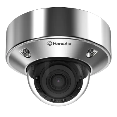 Hanwha - XNV-A9084RS - 8MP Stainless Steel AI IR Vandal Dome Camera with 4.4~9.3mm Lens  
