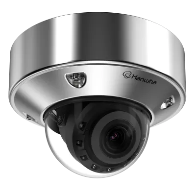 Hanwha - XNV-A9084RS - 8MP Stainless Steel AI IR Vandal Dome Camera with 4.4~9.3mm Lens  