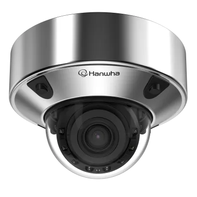 Hanwha - XNV-A9084RS - 8MP Stainless Steel AI IR Vandal Dome Camera with 4.4~9.3mm Lens  